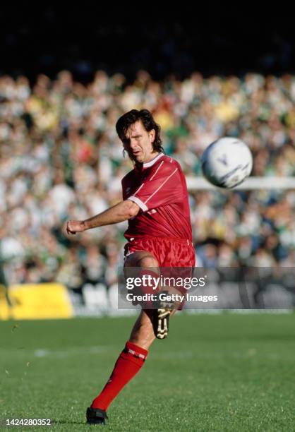 Aberdeen striker Charlie Nicholas pictured during a match against Celtic in 1990 in Glasgow, United Kingdom.