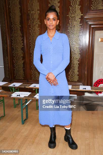Ramla Ali attends the Bora Aksu show during London Fashion Week September 2022 on September 16, 2022 in London, England.