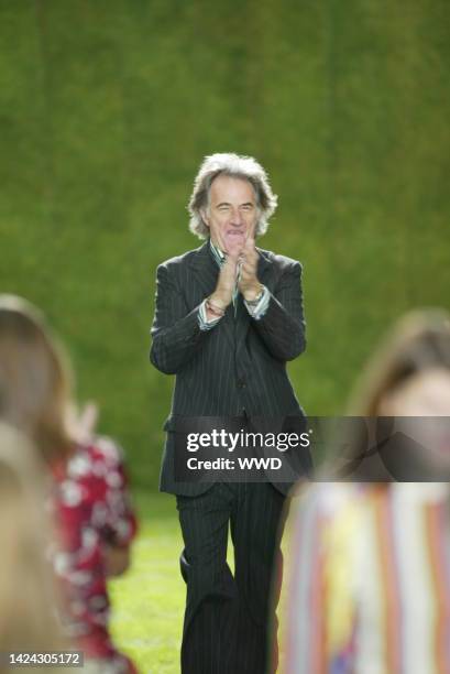 Designer Paul Smith on the runway at his Spring 2005 show in London.