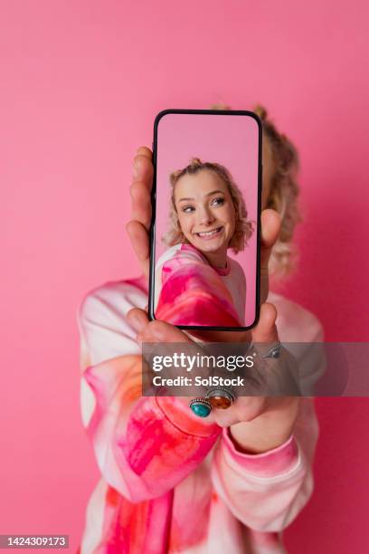 look at this selfie! - obscured face phone stock pictures, royalty-free photos & images