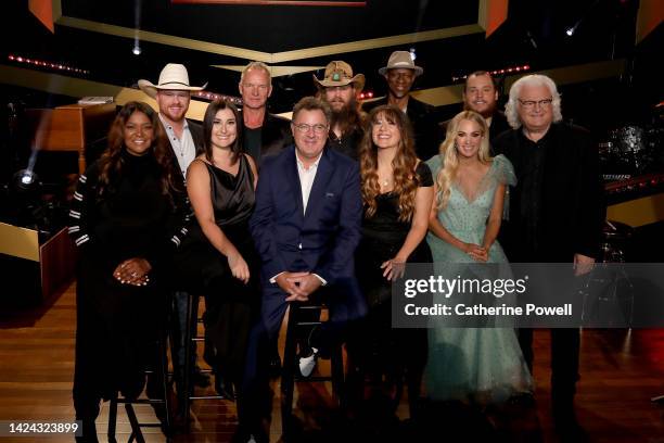 In this image released on September 16, Cody Johnson, Sting, Chris Stapleton, Keb' Mo', Luke Combs and Ricky Skaggs, Wendy Moten, Jenny Gill Van...