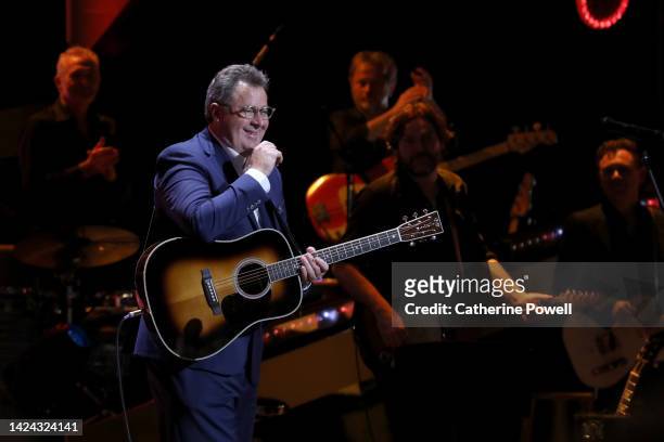 In this image released on September 16, Honoree Vince Gill performs onstage for CMT Giants: Vince Gill at The Fisher Center for the Performing Arts...