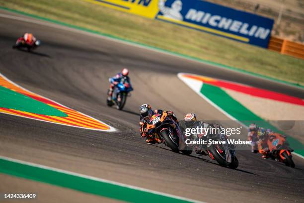 Miguel Oliveira of Portugal and Red Bull KTM Factory Racing rides during the free practice of the MotoGP Gran Premio Animoca Brands de Aragón at...