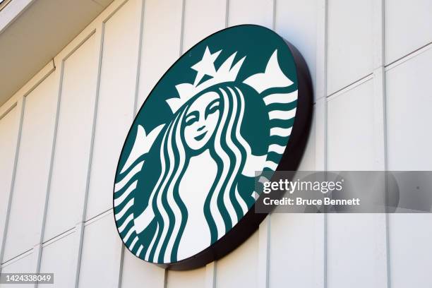 General view of a Starbucks store on September 15, 2022 in Plainview, New York, United States. Many families along with businesses are suffering the...