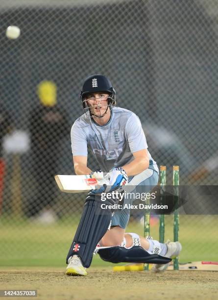 Harry Brook of England bats during a England Nets Session at the National Stadium on September 16, 2022 in Karachi, Pakistan.