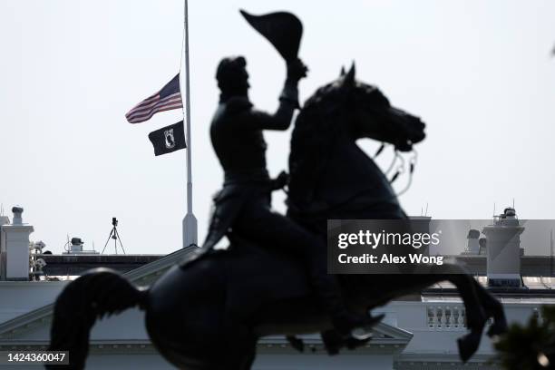 The POW/MIA flag flies atop the White House on September 16, 2022 in Washington, DC. Today is National POW/MIA Recognition Day, which honors service...