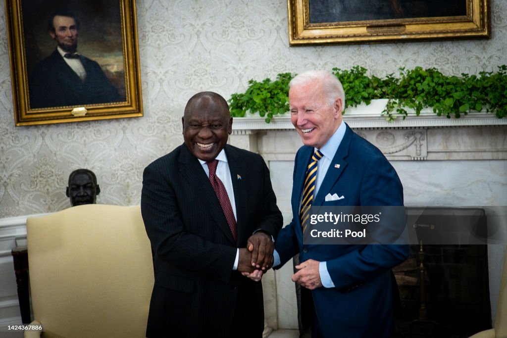 President Biden Meets With South African President Cyril Ramaphosa In The Oval Office
