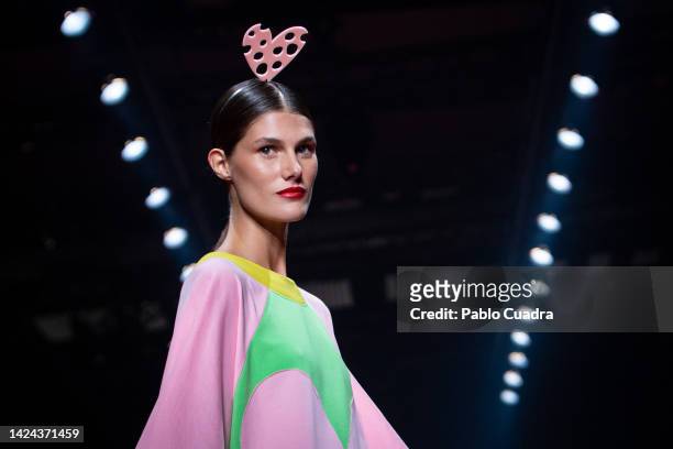 Model walks the runway at the Agatha Ruiz de La Prada fashion show during Mercedes Benz Fashion Week Madrid September 2022 edition at IFEMA on...