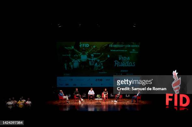Samuel Sanchez, Carlos Ares, Abraham Olano, Oscar Freire, Dori Ruano and Carlos Sastre attend day 2 of FID Castilla Y Leon "Sports Forum" on...