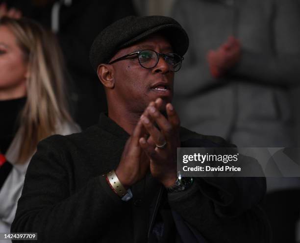 Ian Wright the Ex Arsenal player before the FA Women's Super League match between Arsenal WFC and Brighton & Hove Albion WFC at Meadow Park on...