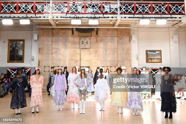 England A model walks the runway during the Bora Aksu Ready to Wear Spring/Summer 2023 fashion show as part of the London Fashion Week on...