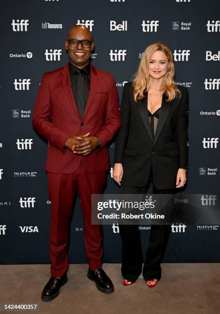 Cameron Bailey and Virginie Efira attend the "Paris Memories" Premiere during the 2022 Toronto International Film Festival at Roy Thomson Hall on...