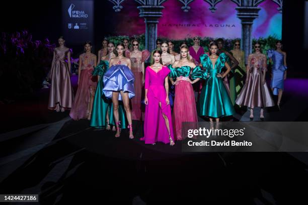 Marta Lopez Alamo and models walk the runway at the Hannibal Laguna fashion show during Mercedes Benz Fashion Week Madrid September 2022 edition at...