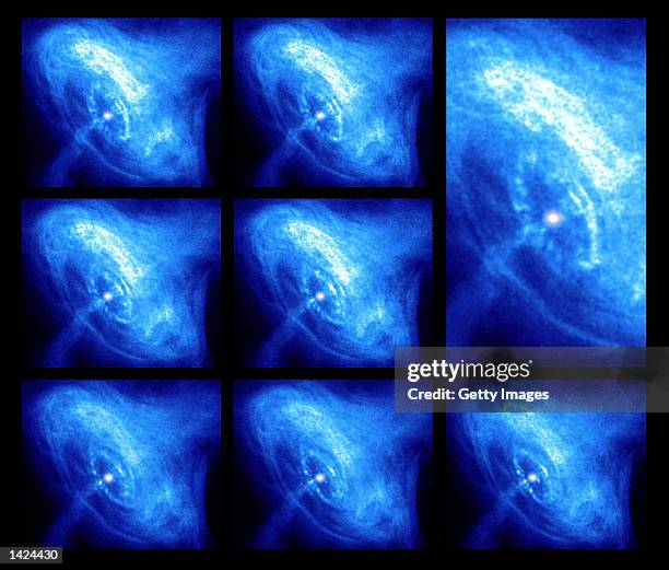 Multiple images of the Crab Nebula made over a span of several months are shown in this undated photo. The images, made over several months with...