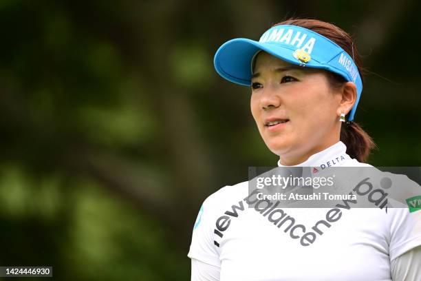 Chie Arimura of Japan is seen on the 7th hole during the second round of Sumitomo Life Vitality Ladies Tokai Classic at Shin Minami Aichi Country...