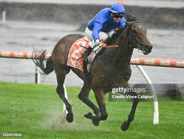 Jamie Kah riding Aft Cabin winning Race 4, the Neds Caulfield Guineas Prelude, during Melbourne Racing at Caulfield Racecourse on September 17, 2022...