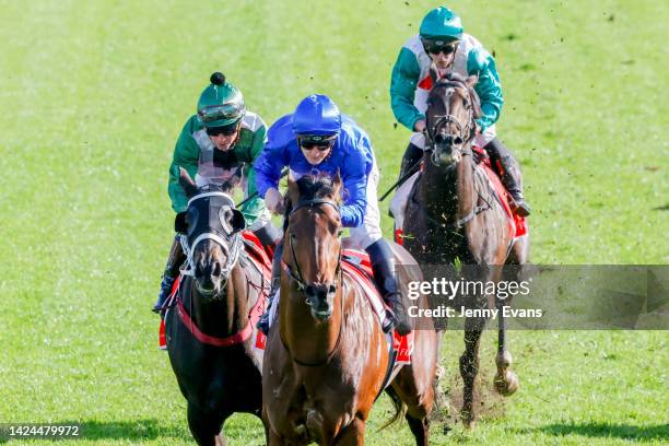 James McDonald on Anamoe wins race 7 the Fujitsu General George Main Stakes during Sydney Racing at Royal Randwick Racecourse on September 17, 2022...