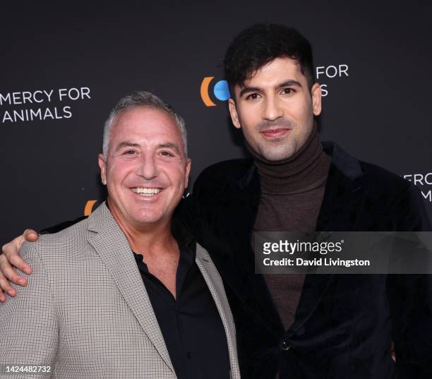 David Dubinsky and Adam Ferello attend the 23rd Anniversary Mercy for Animals Gala at the Skirball Cultural Center on September 16, 2022 in Los...