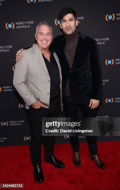 David Dubinsky and Adam Ferello attend the 23rd Anniversary Mercy for Animals Gala at the Skirball Cultural Center on September 16, 2022 in Los...