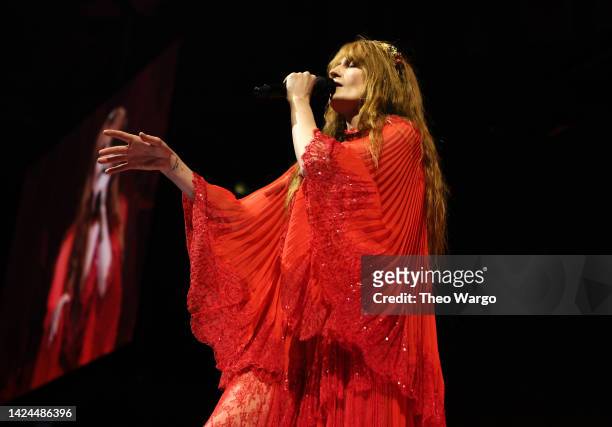 Florence and the Machine performs live on stage at Madison Square Garden on September 16, 2022 in New York City.