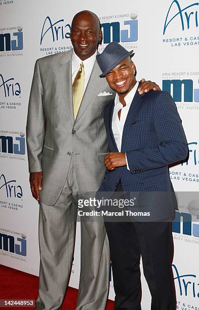 Michael Jordan and Ne-Yo attend the 11th Annual Michael Jordan Celebrity Invitational Gala at ARIA Resort & Casino at CityCenter on March 30, 2012 in...