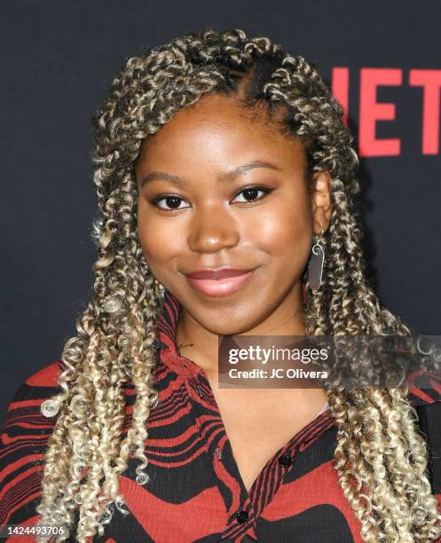 Riele Downs attends the premiere of Netflix's "A Jazzman's Blues" at TUDUM Theater on September 16, 2022 in Hollywood, California.