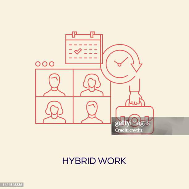 hybrid work related vector conceptual illustration - teleworking icon stock illustrations