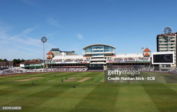 General view of play during the Royal London Cup Final match between Kent Spitfires and Lancashire at Trent Bridge on September 17, 2022 in...