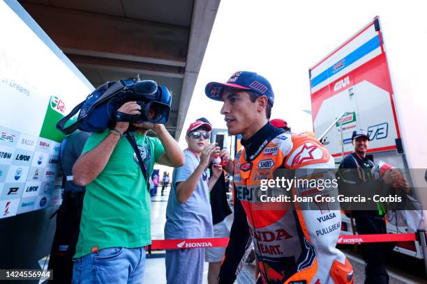 Marc Marquez of Spain during the Qualifying at Motorland Aragon Circuit on September 17, 2022 in Alcaniz, Spain.