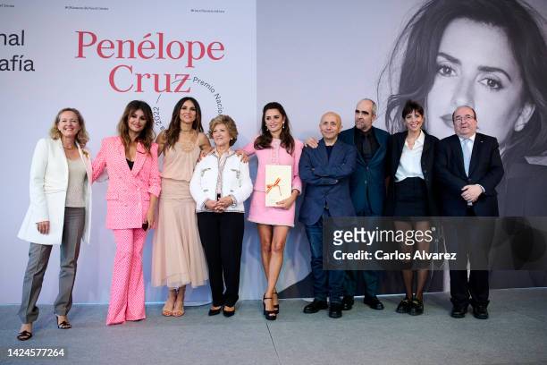 Nadia Calviño, Monica Cruz, Goya Toledo, Encarna Sanchez, Penelope Cruz, Luis Tosar and Miquel Iceta attend the National Cinema Award to Penelope...