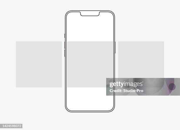 social network post mockup. wireframe design similar to iphone 14 with blank screen for social media app slider ui template - liquid crystal display stock illustrations stock illustrations