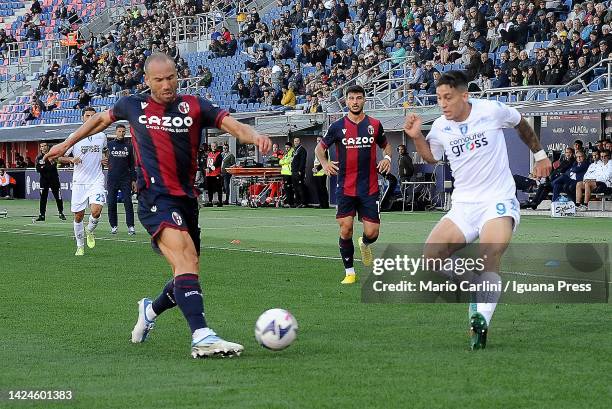 Lorenzo DE Silvestri of Bologna FC in ation during the Serie A match between Bologna FC and Empoli FC at Stadio Renato Dall'Ara on September 17, 2022...