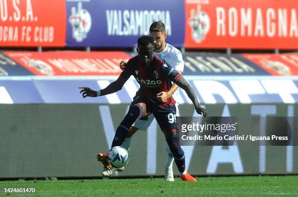 Musa Brrow of Bologna FC in action during the Serie A match between Bologna FC and Empoli FC at Stadio Renato Dall'Ara on September 17, 2022 in...