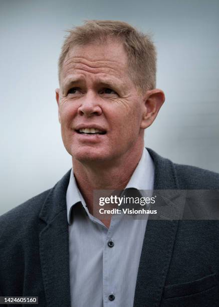 Former South Africa captain Shaun Pollock working as a Sky Sports pundit during day one of the First LV= Insurance Test Match between England and...