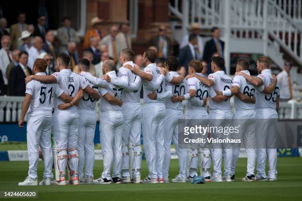 England players line up ahead of day one of the First LV= Insurance Test Match between England and South Africa at Lord's Cricket Ground on August...
