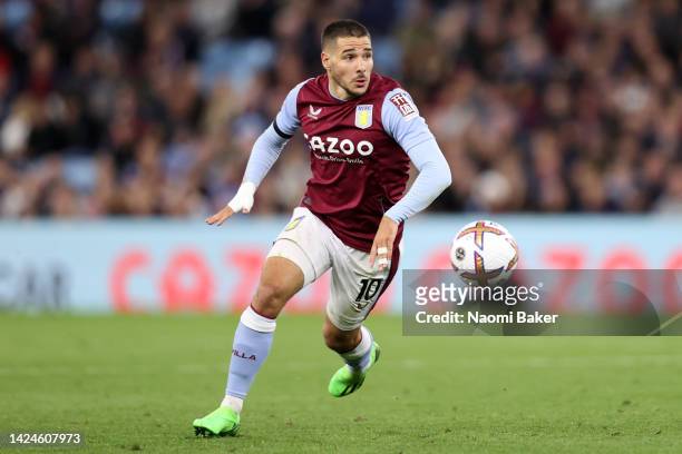 Emiliano Buendia of Aston Villa during the Premier League match between Aston Villa and Southampton FC at Villa Park on September 16, 2022 in...