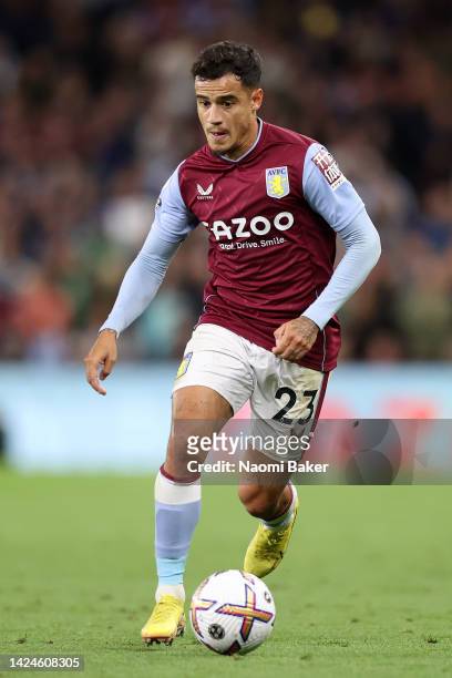 Philippe Coutinho of Aston Villa in action during the Premier League match between Aston Villa and Southampton FC at Villa Park on September 16, 2022...