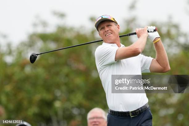 John Senden of Australia hits his tee shot on the 11th hole during the first round of the Sanford International at Minnehaha Country Club on...