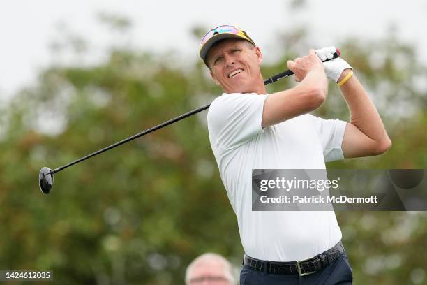 John Senden of Australia hits his tee shot on the 11th hole during the first round of the Sanford International at Minnehaha Country Club on...