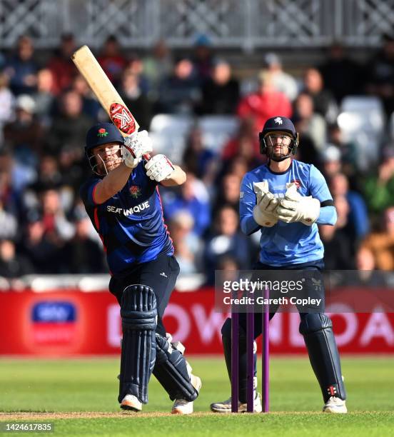 Steven Croft of Lancashire bats during the Royal London Cup Final between Kent Spitfires and Lancashire at Trent Bridge on September 17, 2022 in...