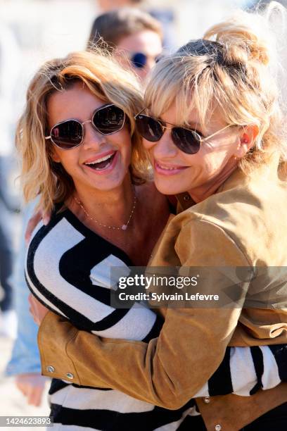 Ingrid Chauvin and Julie Debazac attend the "Demain nous appartient" photocall during the La Rochelle Fiction Festival - Day Five on September 17,...