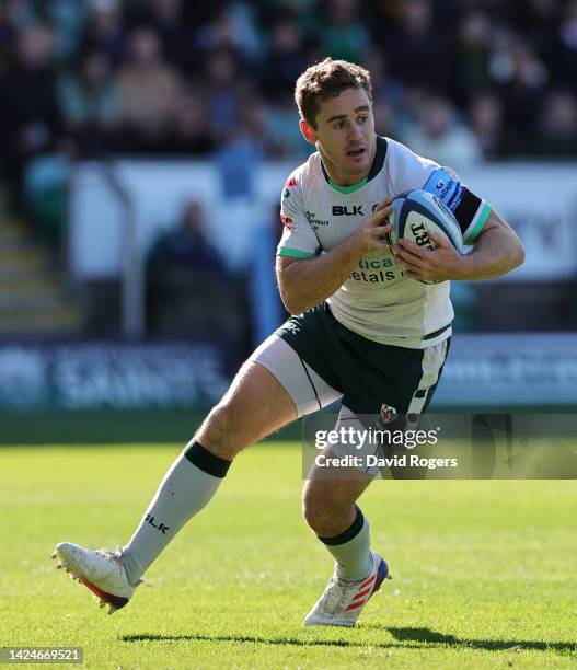 Paddy Jackson of London Irish runs with the ball during the Gallagher Premiership Rugby match between Northampton Saints and London Irish at...