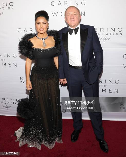 Salma Hayek Pinault and Francois-Henri Pinault attend the Kering Foundation's Caring for Women Dinner at The Pool on Park Avenue on September 15,...