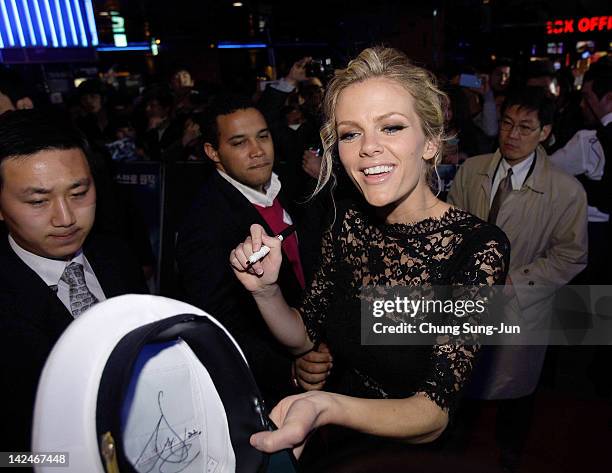 Actress Brooklyn Decker attends the 'Battleship' South Korea Premiere at Coex Mega Box on April 5, 2012 in Seoul, South Korea.