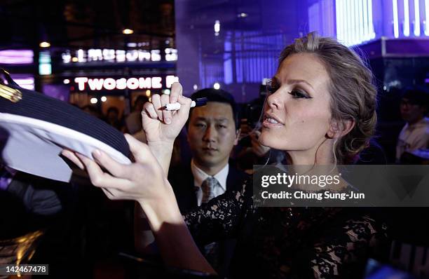 Actress Brooklyn Decker attends the 'Battleship' South Korea Premiere at Coex Mega Box on April 5, 2012 in Seoul, South Korea.