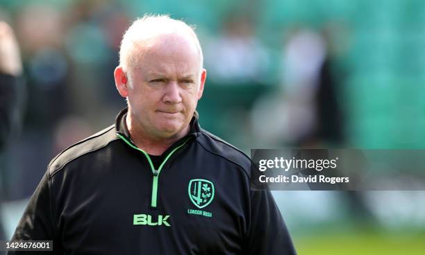 Declan Kidney, the London Irish director of rugby, looks on during the Gallagher Premiership Rugby match between Northampton Saints and London Irish...