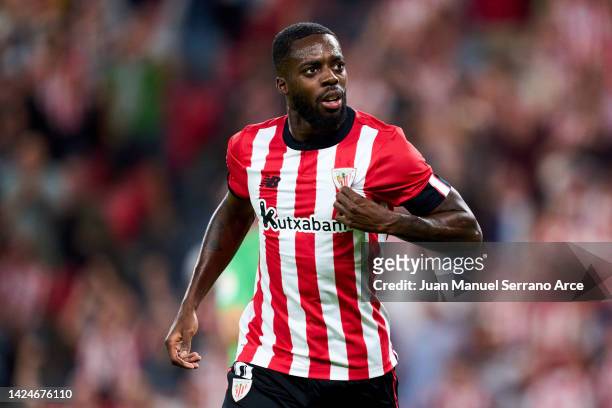 Inaki Williams of Athletic Club celebrates after scoring goal during the LaLiga Santander match between Athletic Club and Rayo Vallecano at San Mames...