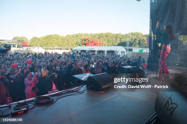 Jenifer Dadouche-Bartoli aka Jenifer performs during Festival Paris Paradis at Parc de la Villette on September 17, 2022 in Paris, France.