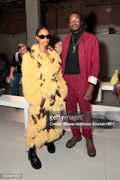 Lianne la Havas and LA Salami attend the Feben show during London Fashion Week September 2022 at the BFC NEWGEN Show Space on September 17, 2022 in...
