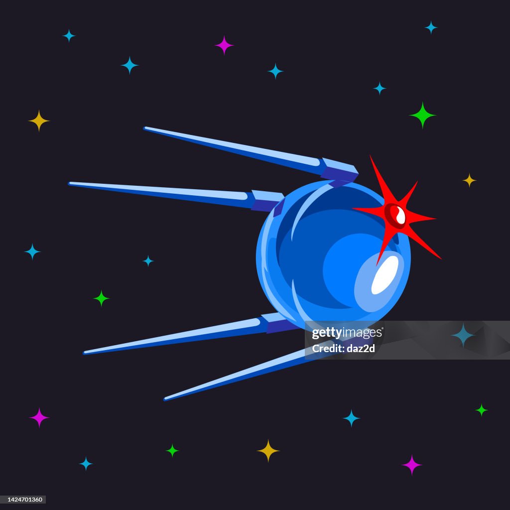 Sputnik On The Background Of Space